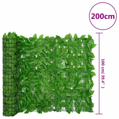 Parvekkeen suoja vihreillä lehdillä 200x100 cm