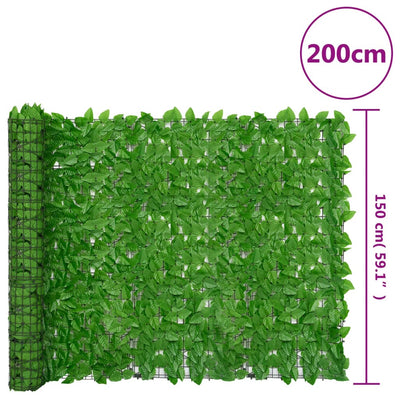 Parvekkeen suoja vihreillä lehdillä 200x150 cm