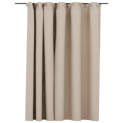 Pellavamainen pimennysverho koukuilla beige 290x245 cm
