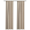 Pellavamaiset pimennysverhot koukuilla 2 kpl beige 140x245 cm