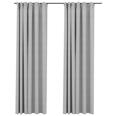 Pellavamaiset pimennysverhot koukuilla 2 kpl harmaa 140x245 cm