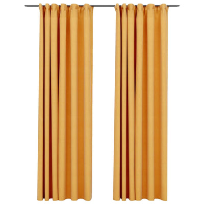 Pellavamaiset pimennysverhot koukuilla 2 kpl kelt. 140x225 cm