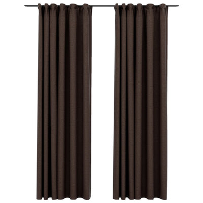 Pellavamaiset pimennysverhot koukuilla 2kpl rusk/harm 140x245cm