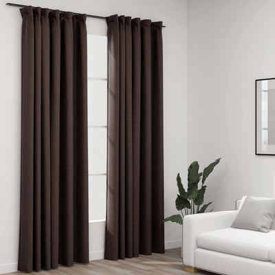 Pellavamaiset pimennysverhot koukuilla 2kpl rusk/harm 140x245cm