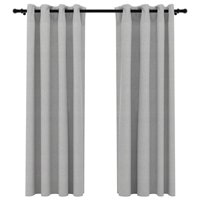 Pellavamaiset pimennysverhot renkailla 2 kpl harmaa 140x175 cm