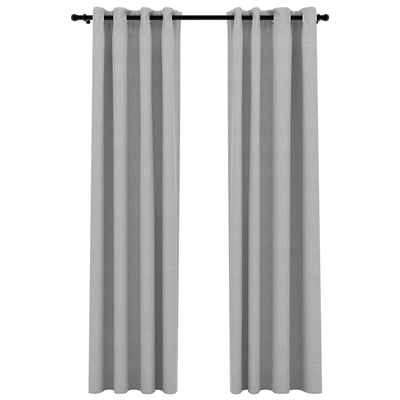 Pellavamaiset pimennysverhot renkailla 2 kpl harmaa 140x245 cm