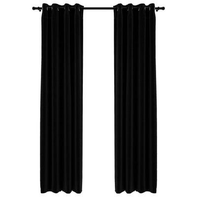 Pellavamaiset pimennysverhot renkailla 2 kpl musta 140x225 cm