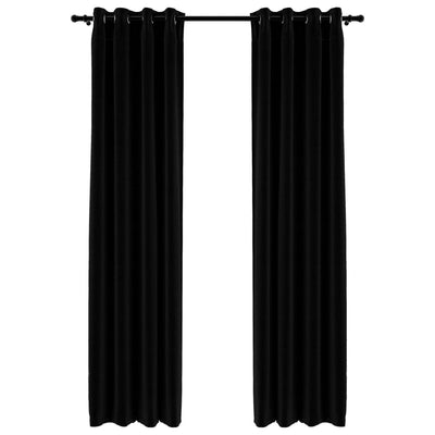 Pellavamaiset pimennysverhot renkailla 2 kpl musta 140x245 cm