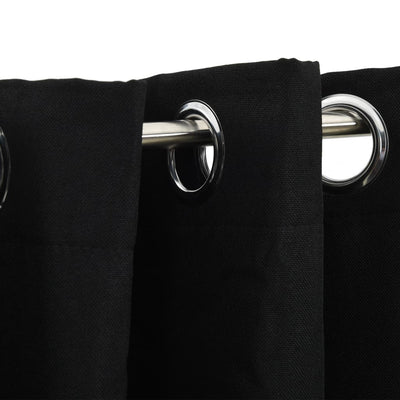 Pellavamaiset pimennysverhot renkailla 2 kpl musta 140x245 cm