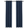 Pellavamaiset pimennysverhot renkailla 2 kpl sininen 140x225 cm
