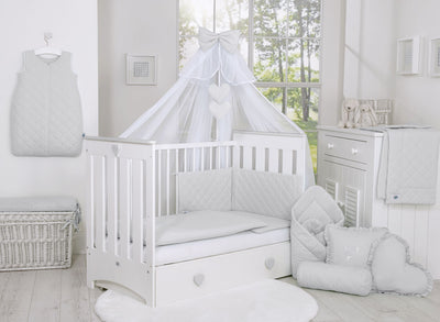 Pinnasänky 120X60cm - Wooden Baby Cot 120X60cm Lorenzo Iii White/Grey