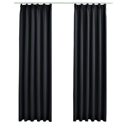 Pimennysverhot koukuilla 2 kpl musta 140x245 cm