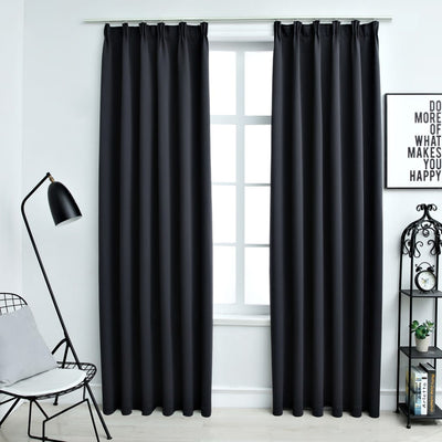 Pimennysverhot koukuilla 2 kpl musta 140x245 cm