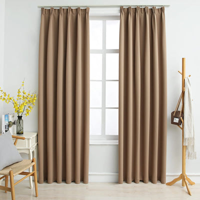 Pimennysverhot koukuilla 2 kpl ruskeanharmaa 140x225 cm