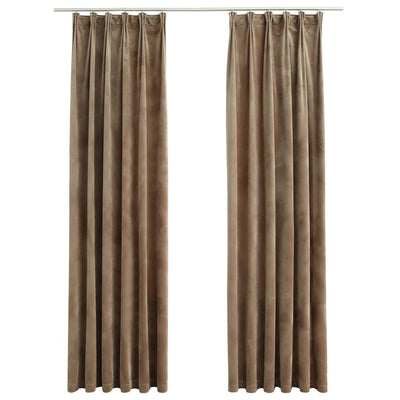 Pimennysverhot koukuilla 2 kpl sametti beige 140x225 cm