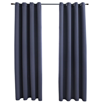 Pimennysverhot metallirenkailla 2 kpl antrasiitti 140x175 cm