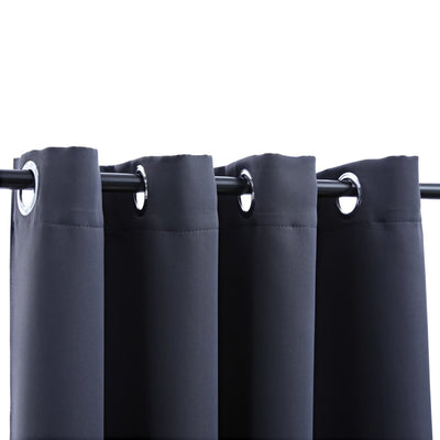 Pimennysverhot metallirenkailla 2 kpl antrasiitti 140x175 cm