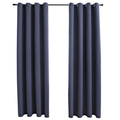 Pimennysverhot metallirenkailla 2 kpl antrasiitti 140x225 cm