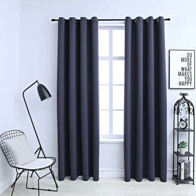 Pimennysverhot metallirenkailla 2 kpl antrasiitti 140x245 cm