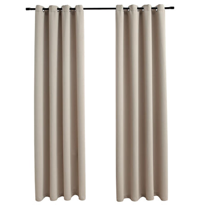 Pimennysverhot metallirenkailla 2 kpl beige 140x245 cm