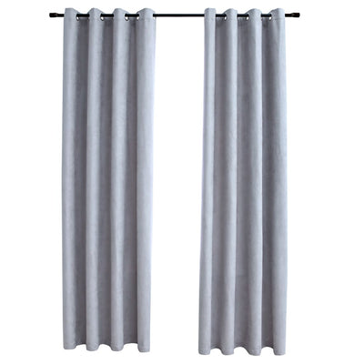 Pimennysverhot metallirenkailla 2 kpl harmaa 140x175 cm
