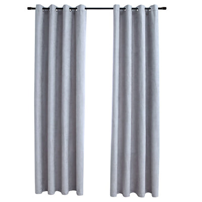 Pimennysverhot metallirenkailla 2 kpl harmaa 140x225 cm