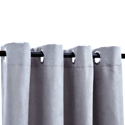 Pimennysverhot metallirenkailla 2 kpl harmaa 140x225 cm