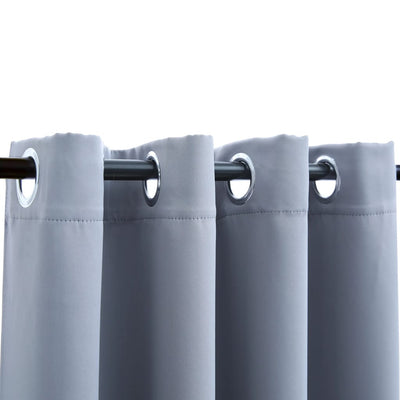 Pimennysverhot metallirenkailla 2 kpl harmaa 140x225 cm