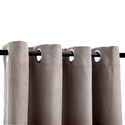 Pimennysverhot metallirenkailla 2 kpl ruskeanharmaa 140x245 cm
