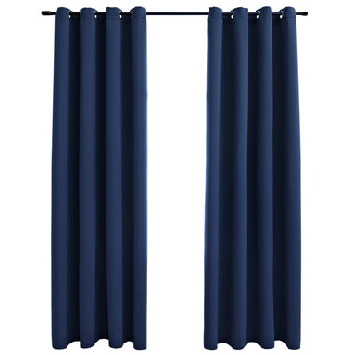 Pimennysverhot metallirenkailla 2 kpl sininen 140x245 cm