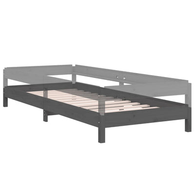 Pinottava sänky harmaa 75x190 cm täysi mänty