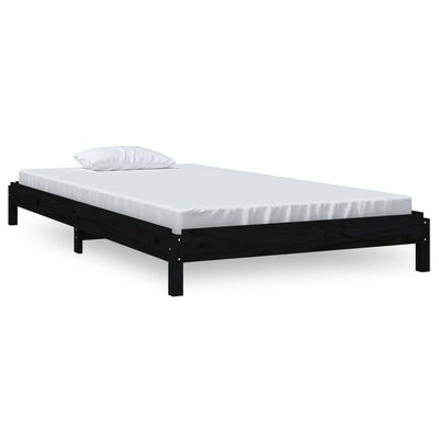 Pinottava sänky musta 100x200 cm täysi mänty
