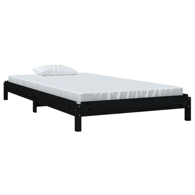 Pinottava sänky musta 100x200 cm täysi mänty