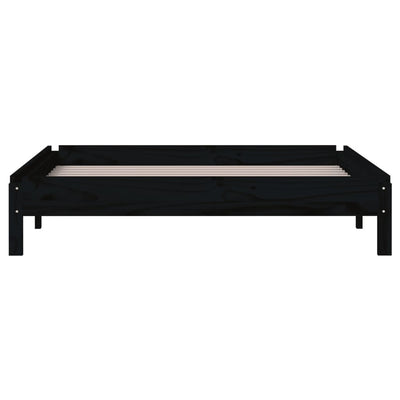 Pinottava sänky musta 80x200 cm täysi mänty