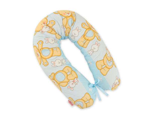 Bobono - Raskaustyyny pitkä irrotettavalla Teddy Bear sinisellä päällisellä