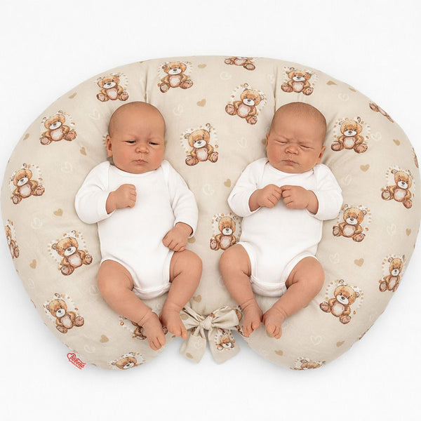 Bobono - Imetystyyny kaksosille, irrotettava käsivapaa imetyskruasanttityyny Teddy Love