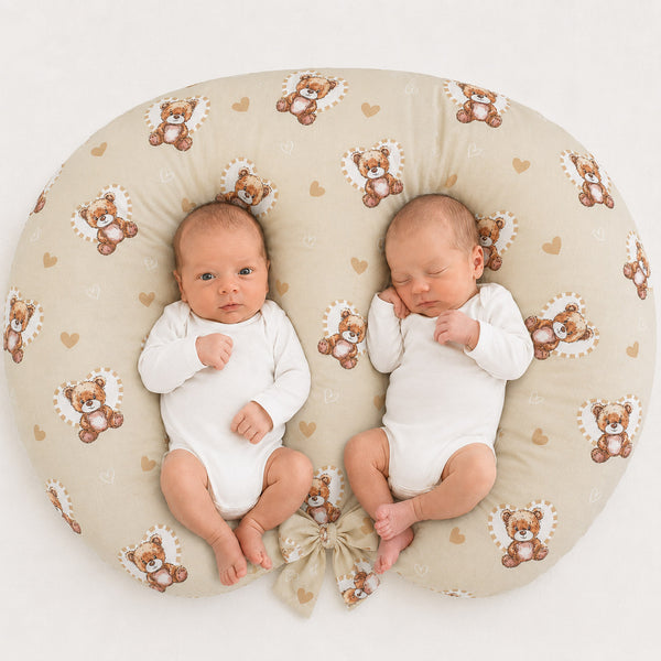 Bobono - Bobono kaksosten imetystyynyn vaihtopäällinen 100 % puuvillaa Teddy Love
