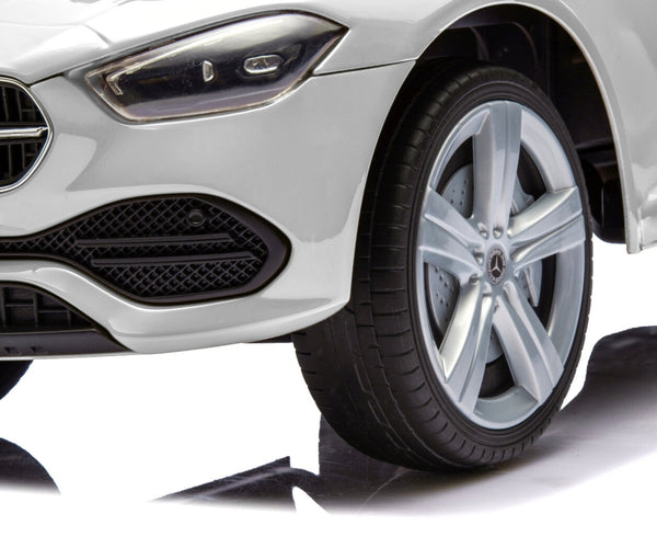 Valkoinen Sähköauto Lelumalli Mercedes-henkinen