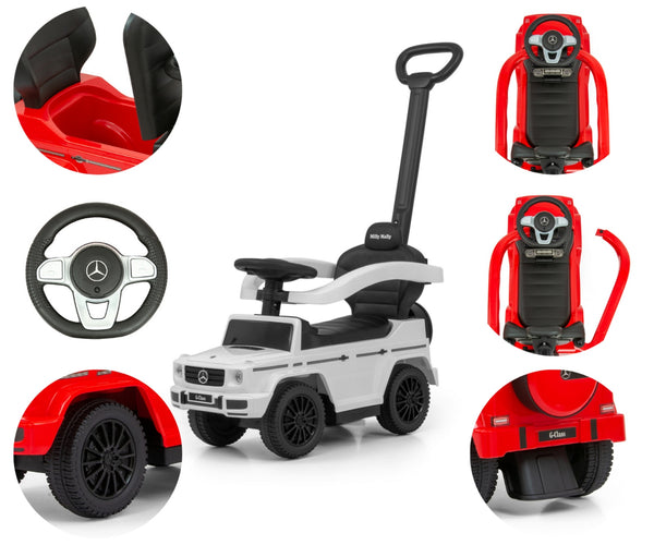 Metallinen Valkoinen Sähköauto Kahvalla Lapsille