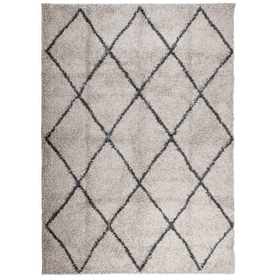 Pörrömatto korkeanukkainen beige ja antrasiitti 240x340 cm