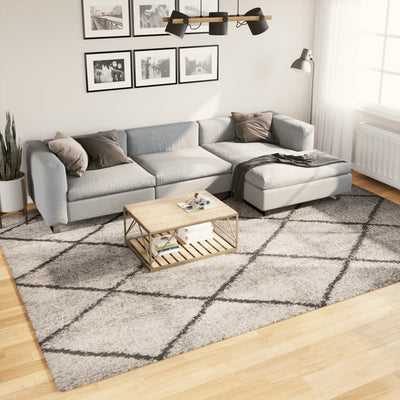 Pörrömatto korkeanukkainen beige ja antrasiitti 240x340 cm