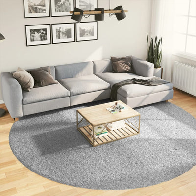 Pörrömatto korkeanukkainen moderni harmaa Ø 280 cm