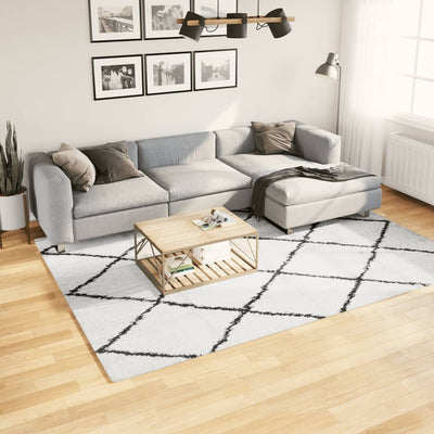 Pörrömatto korkeanukkainen moderni kerma ja musta 200x280 cm