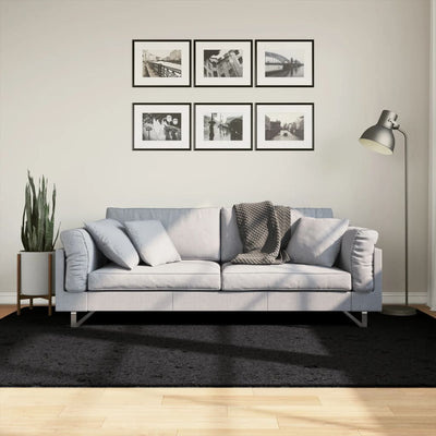 Pörrömatto korkeanukkainen moderni musta 160x230 cm