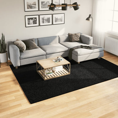 Pörrömatto korkeanukkainen moderni musta 200x280 cm