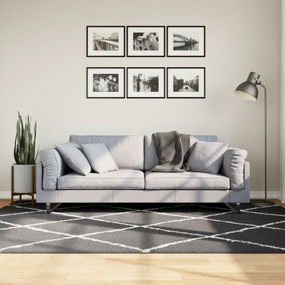 Pörrömatto korkeanukkainen moderni musta ja kerma 160x230 cm