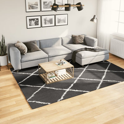 Pörrömatto korkeanukkainen moderni musta ja kerma 200x280 cm