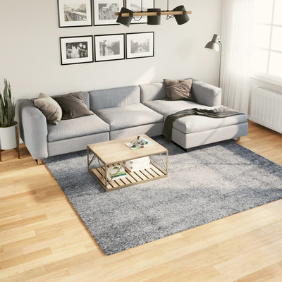Pörrömatto korkeanukkainen moderni sininen 240x240 cm