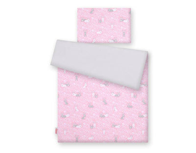 Pussilakanasetti Vauvalle - 120X90cm - Pink Rabbits/Grey