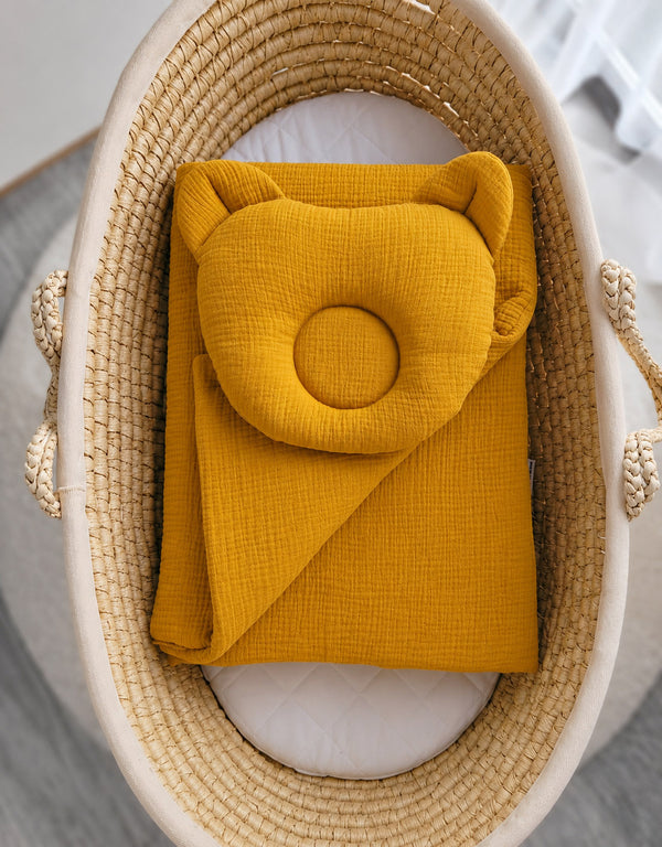 My Sweet Baby - Teddy Muslin peitto ja tyyny - 2 osan setti - hunajankeltainen